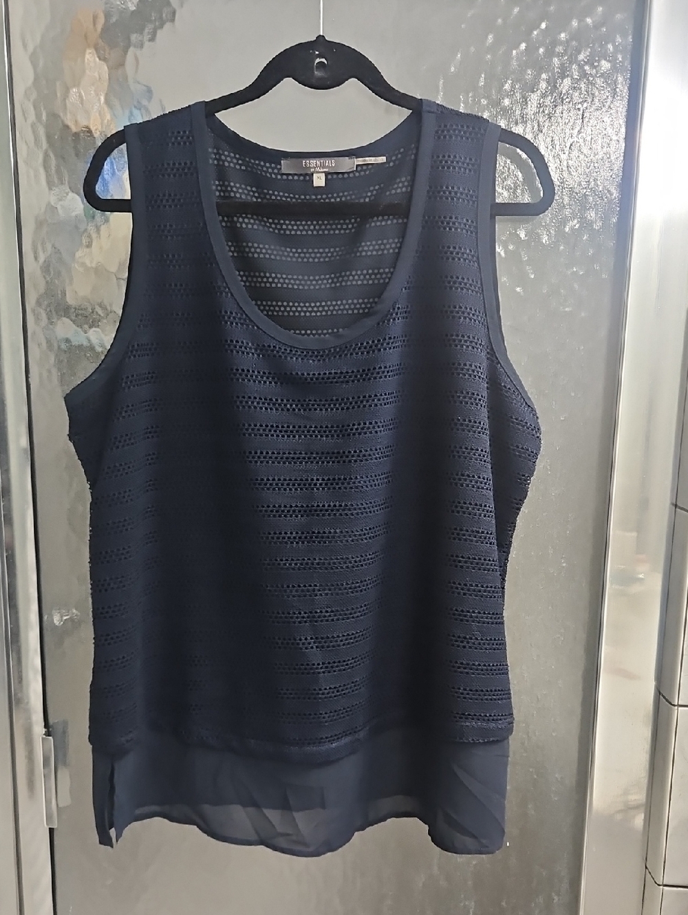Essentials Navy Eyelet Layered Sleeveless Tank